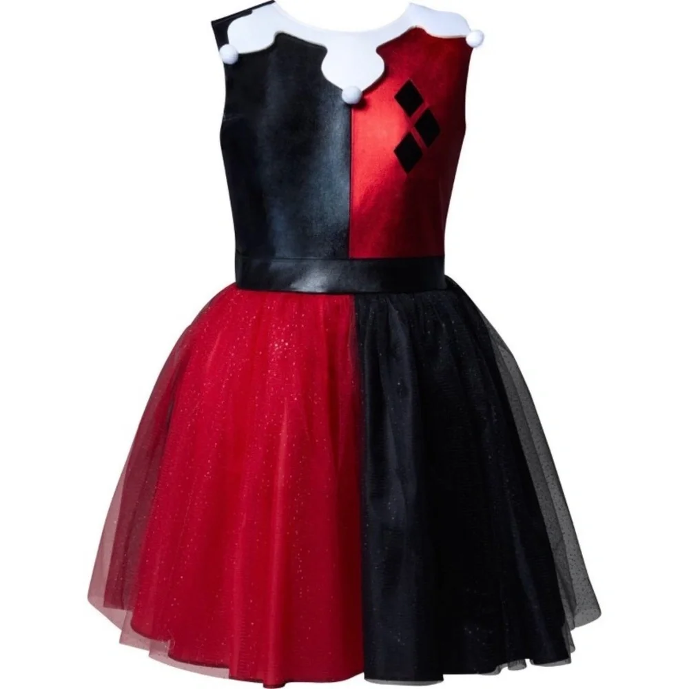 NWT Girls DC Comics HARLEY QUINN Dress Halloween Costume Size Medium 7/8